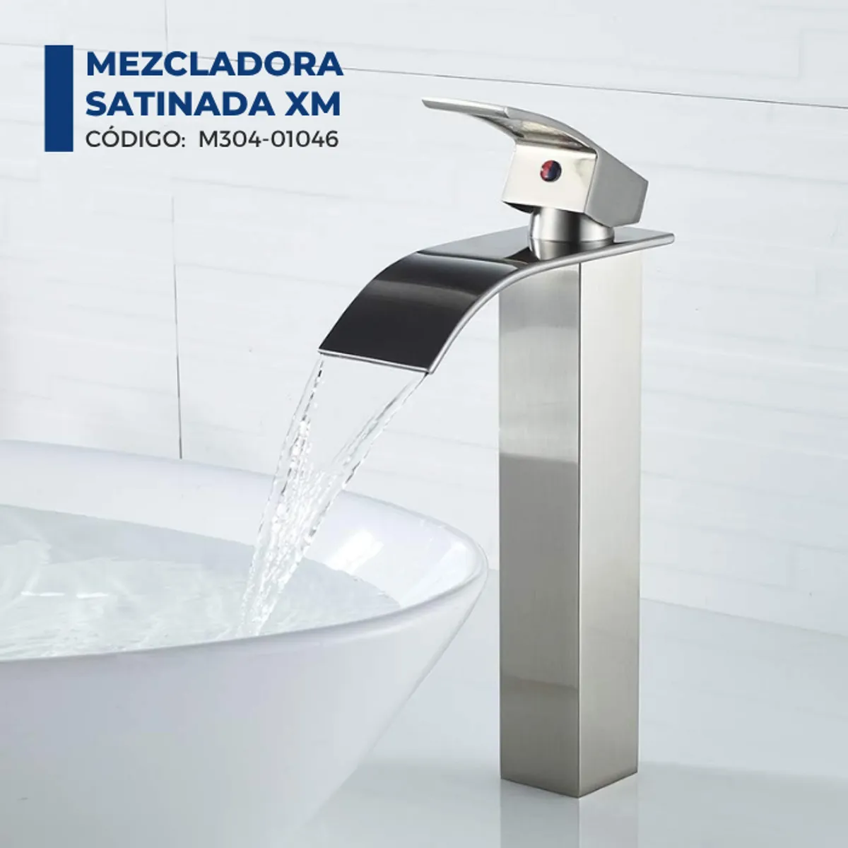 XM - MEZCLADORA MONOCOMANDO DE LAVATORIO ALTO SATINADO M304-01046