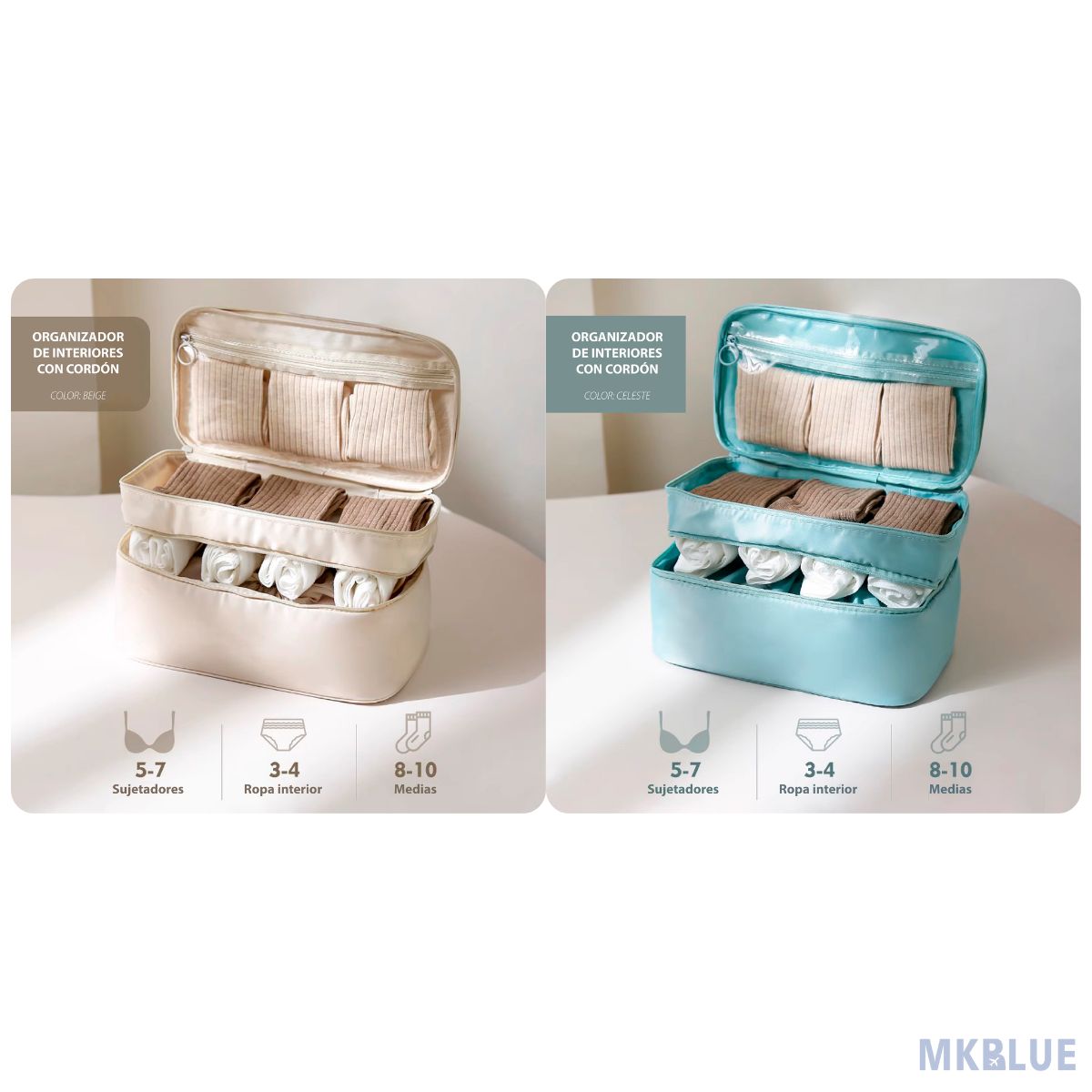 GENERICO - PACK 2 UNID. ORGANIZADOR MULTIFUNCIONAL DE ROPA INTERIOR  PARA VIAJES