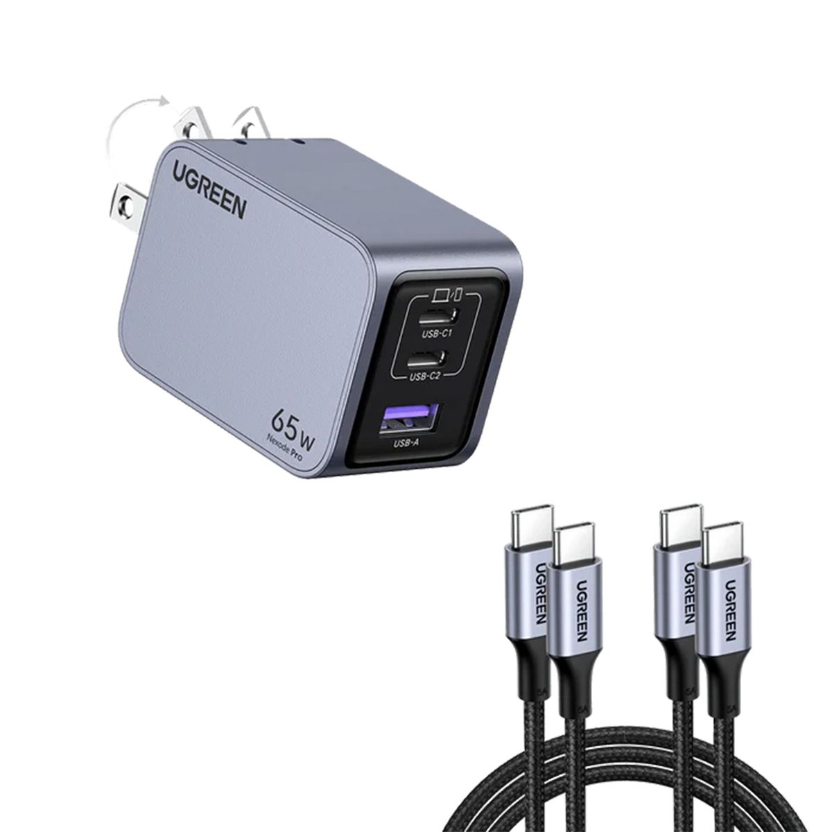 UGREEN - Cargador rápido para iPhone UGREEN Nexode Pro 65W 3 Puertos GaN X755