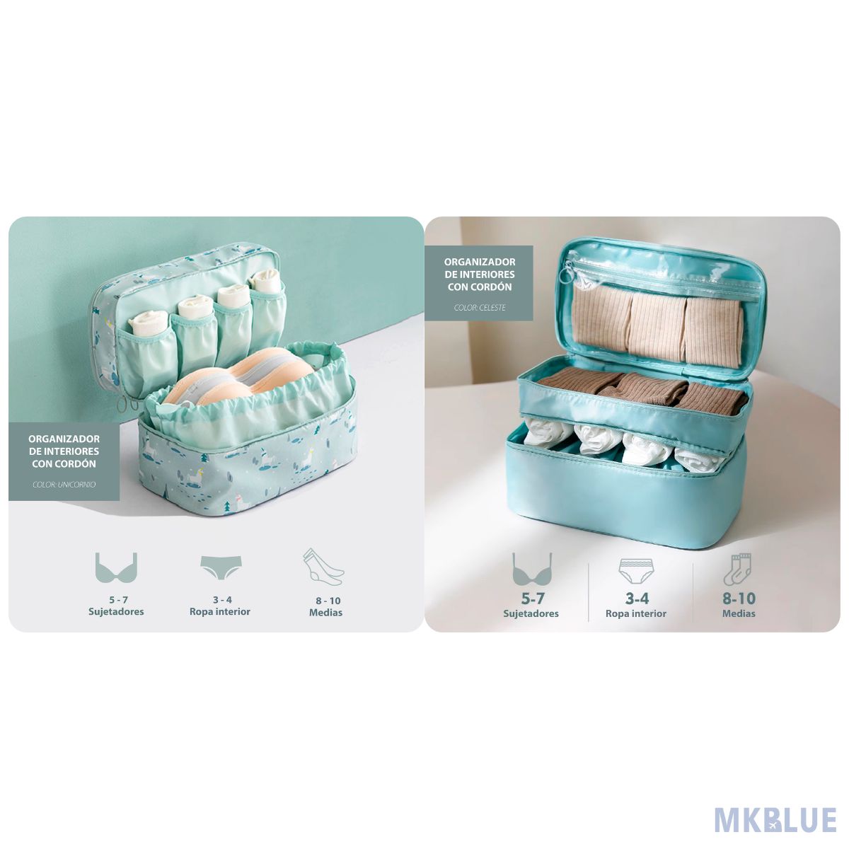 GENERICO - PACK 2 UNID. ORGANIZADOR MULTIFUNCIONAL DE ROPA INTERIOR  PARA VIAJES