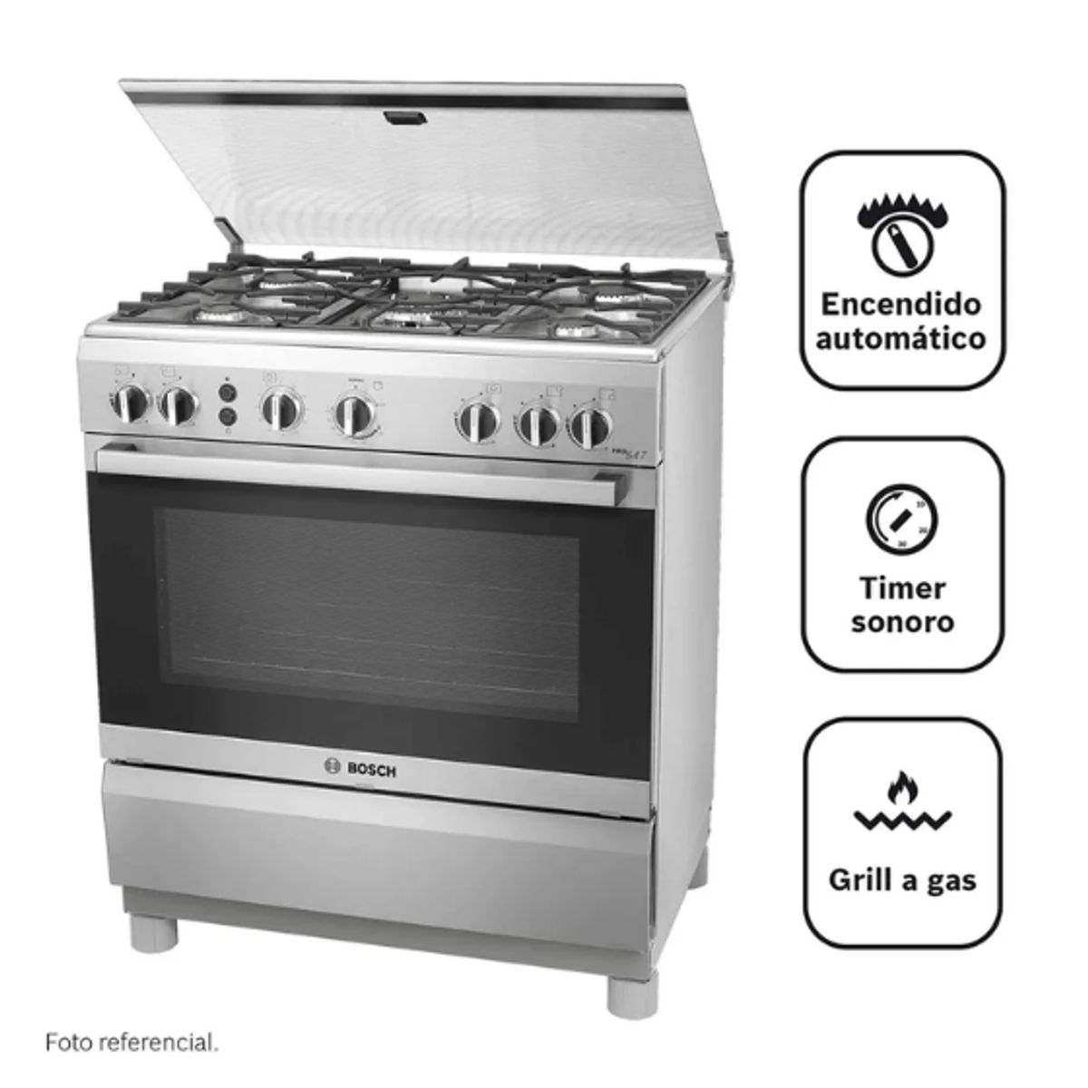 BOSCH - Cocina BOSCH PRO547  a Gas de Pie 30" 5 Hornillas Acero Inoxidable