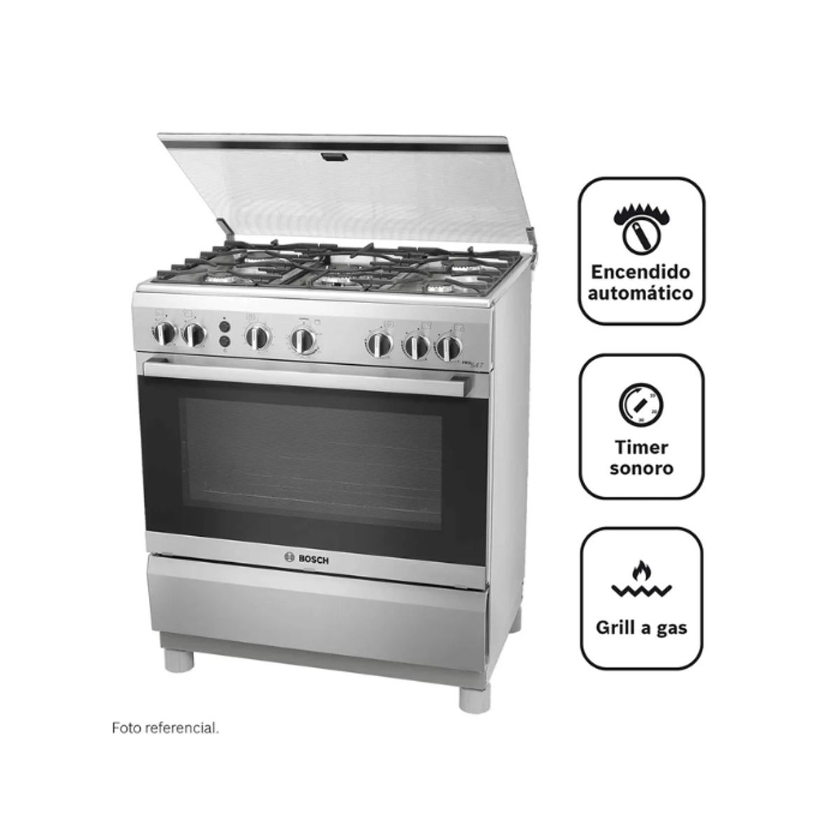 BOSCH - Cocina BOSCH PRO547  a Gas de Pie 30" 5 Hornillas Acero Inoxidable