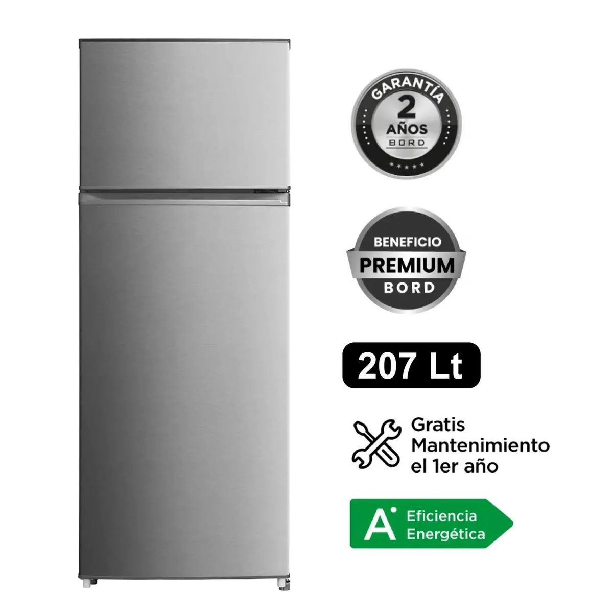 BORD - REFRIGERADORA BORD  207L TOP FREEZER FROST - RE207FS-M SILVER