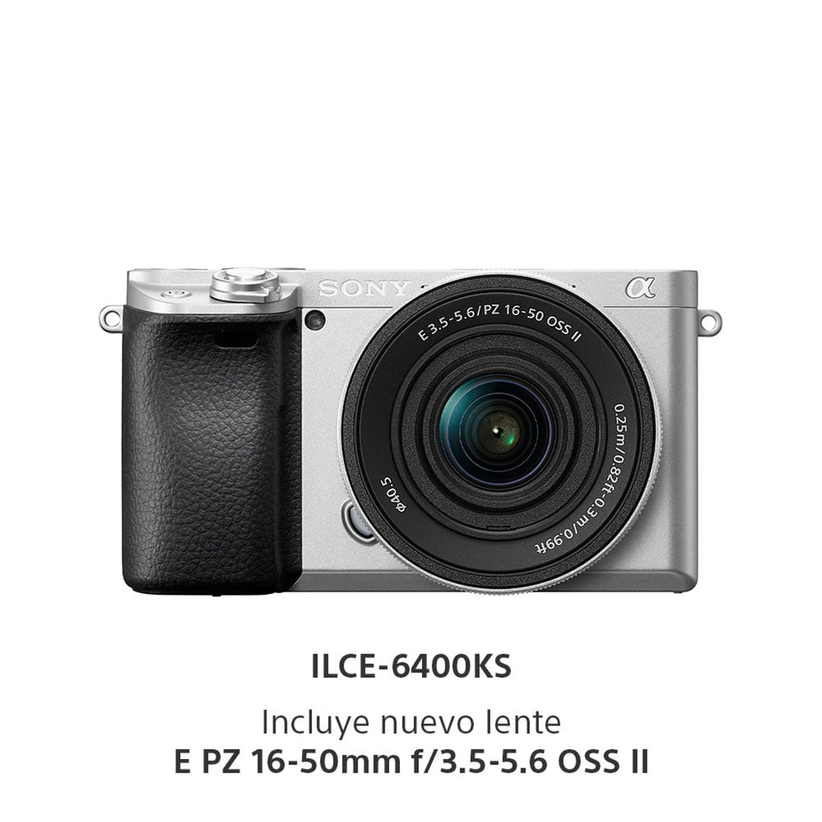 SONY - Sony Cámara Alpha ILCE-6400K Mirrorless con Lente 16-50mm II Silver