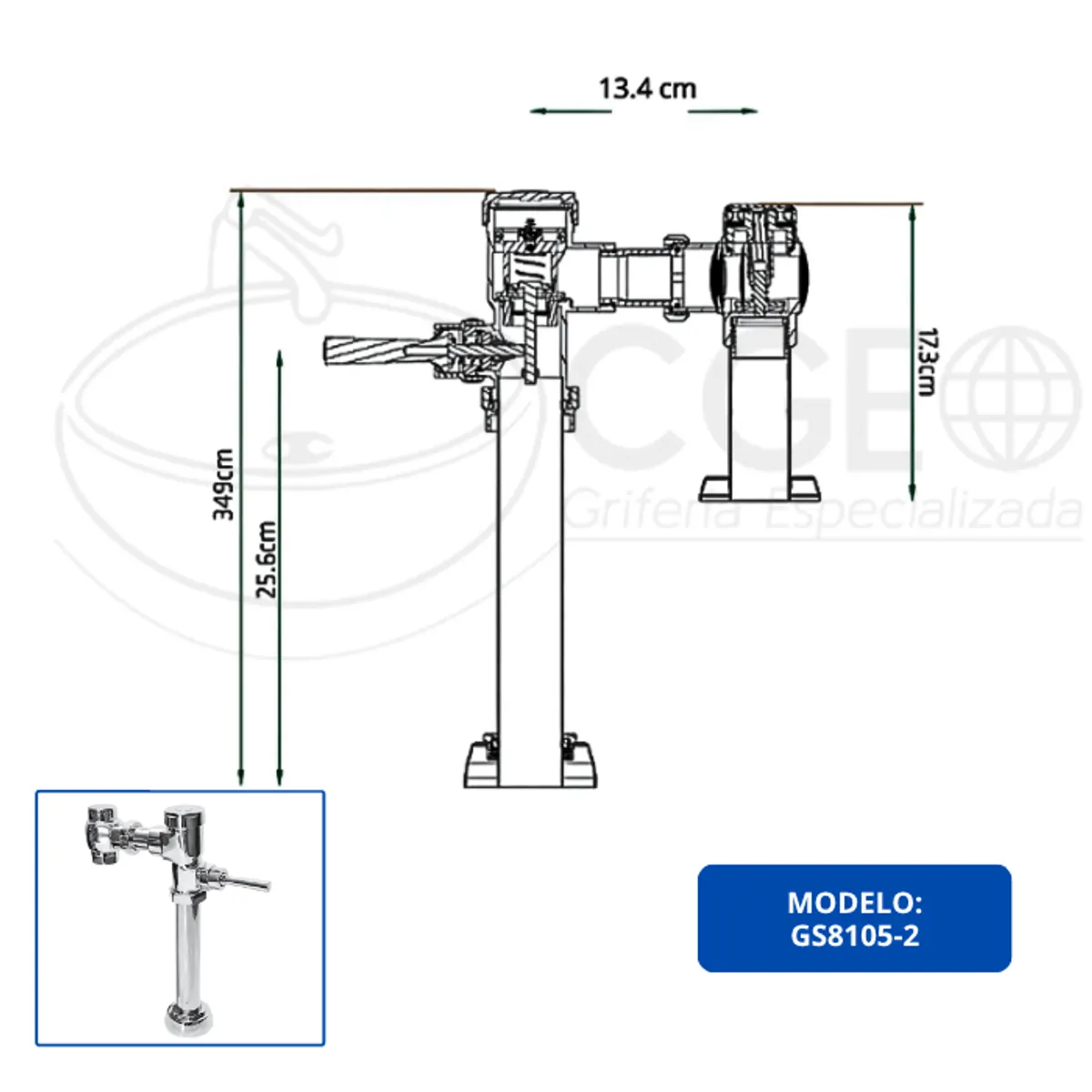 FRATELLI - FLUXÓMETRO PARA INODORO PALANCA CROMADO  GS8105-2