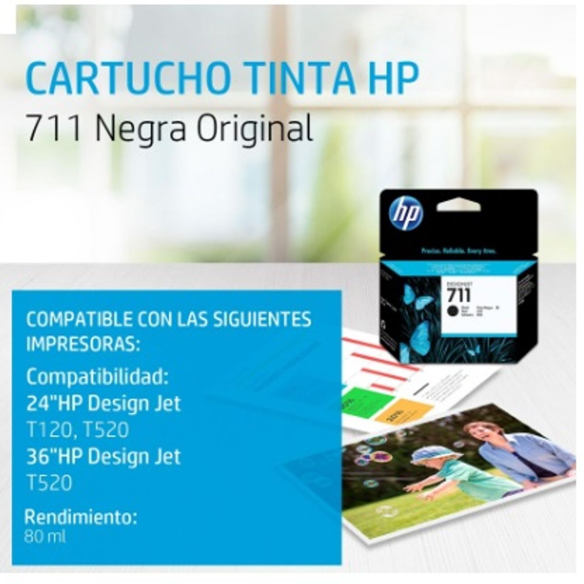 FISHPOND - CARTUCHO DE TINTA HP 711 BLACK 80ML (CZ133AL) T120/T520