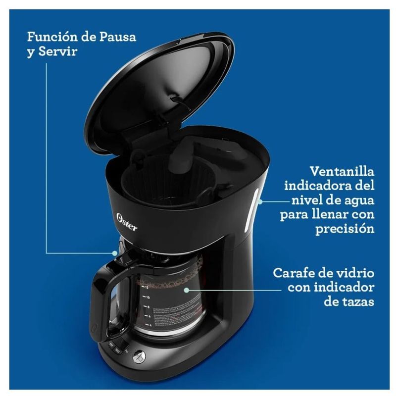 OSTER - Cafetera Oster Programable 12 Tazas de filtro BVSTDCP121B