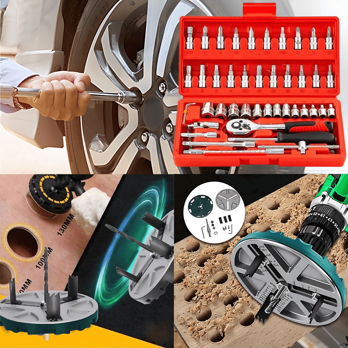 ROSH - Set Dados 46 pz +  Adaptador Sierra de Perforado