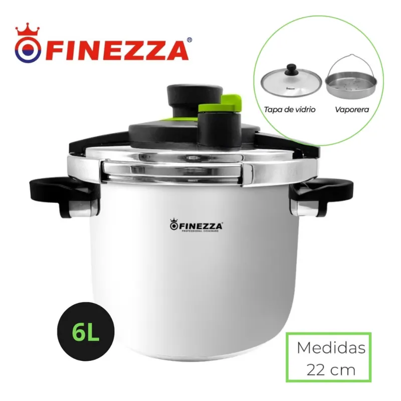 FINEZZA - OLLA A PRESIÓN DE 6LITROS FINEZZA EN ACERO INOXIDABLE FZ-856AP