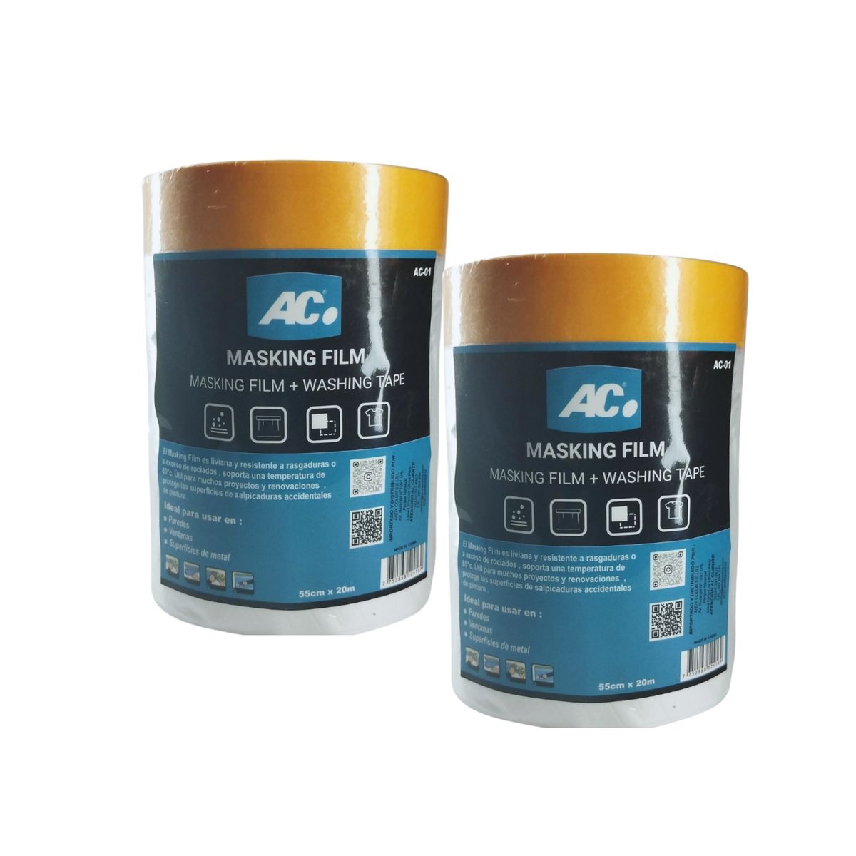AC - MASKING FILM MULTIUSOS  55 CM x 20M  AC PLASTICO PARA ENMASCARAR (PACK X 2)
