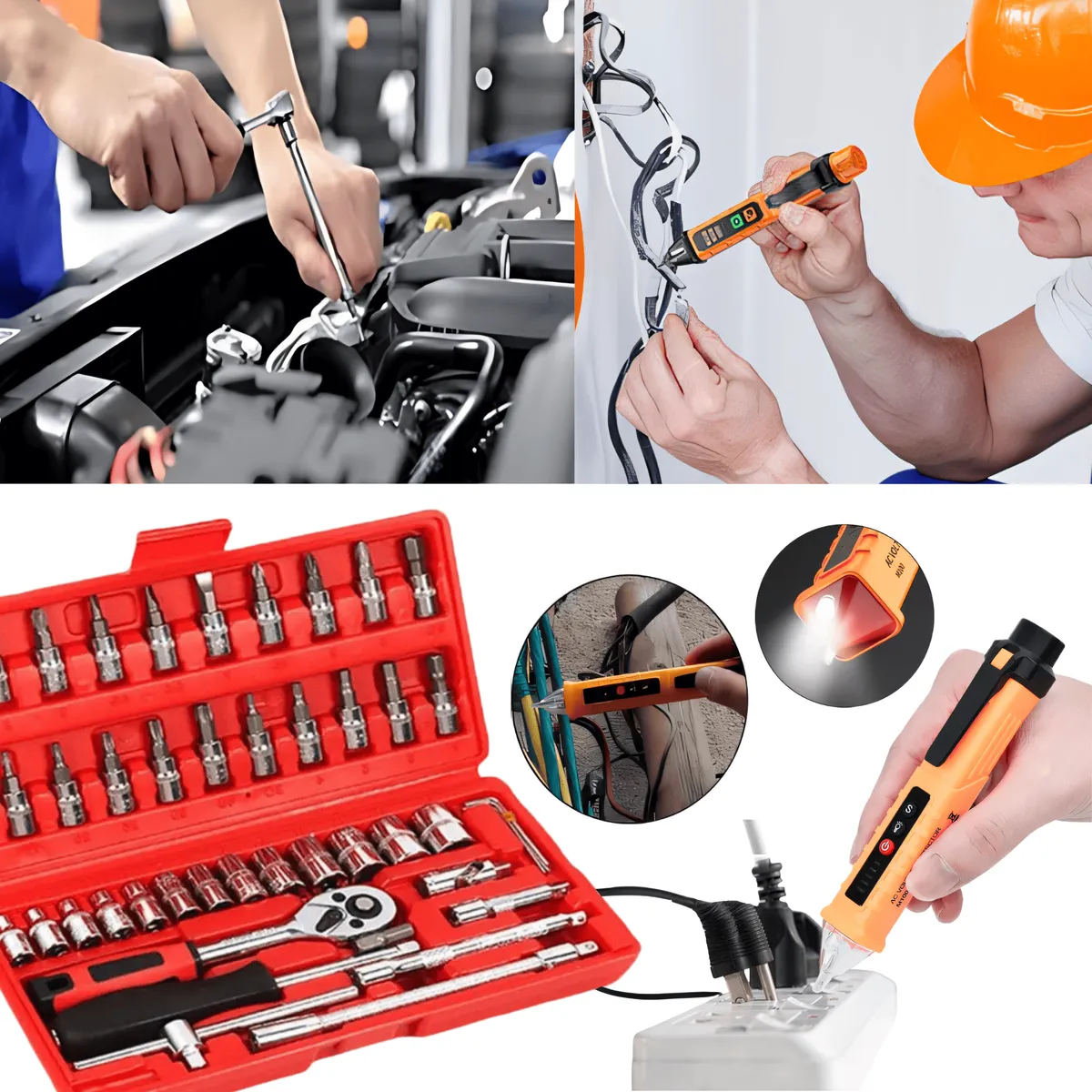 ROSH - Medidor Voltaje + Dados 46 piezas ¡Precisión Total!