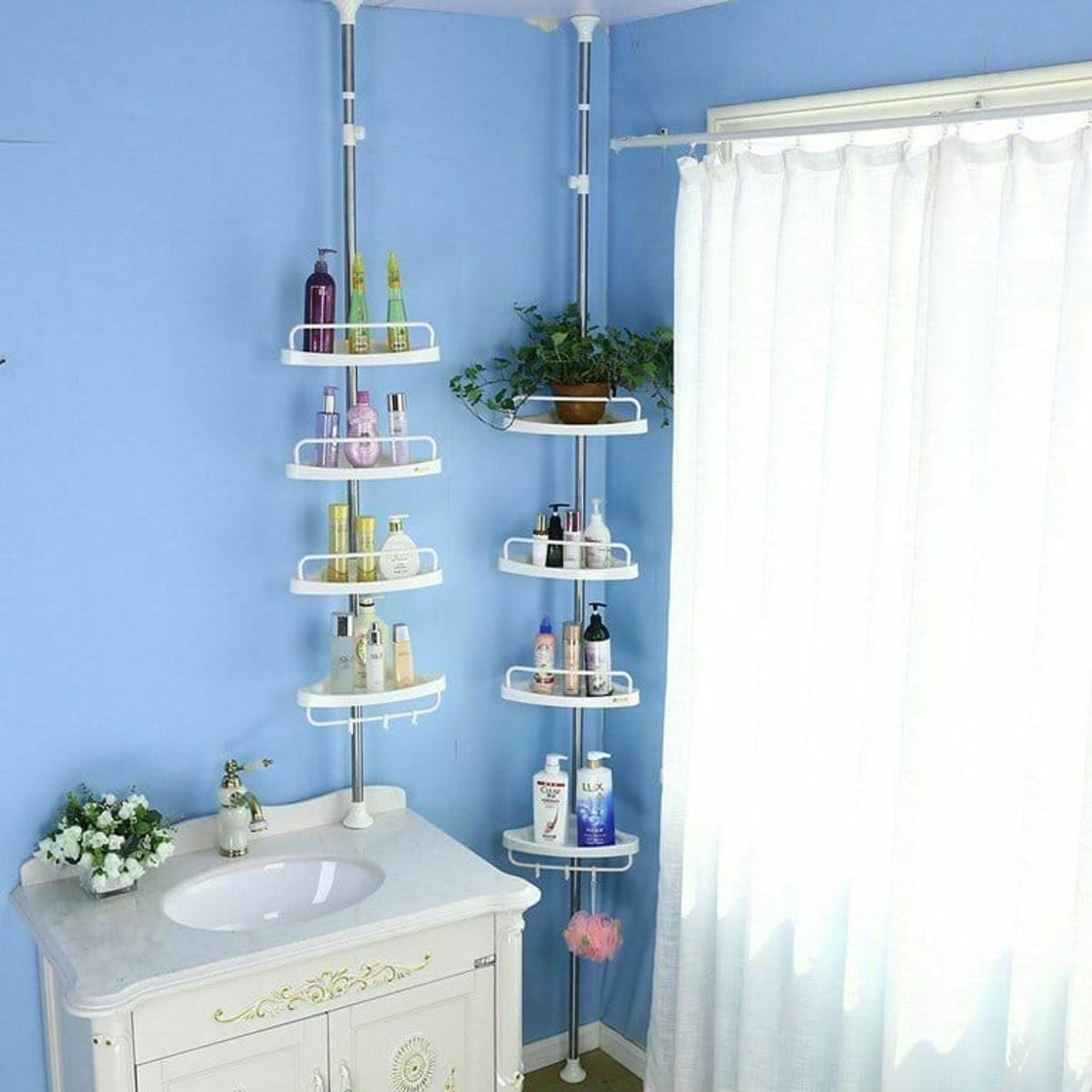 GENERICO - ESQUINERO PARA BAÑO AJUSTABLE CON ESTANTE 320 CM BLANCO