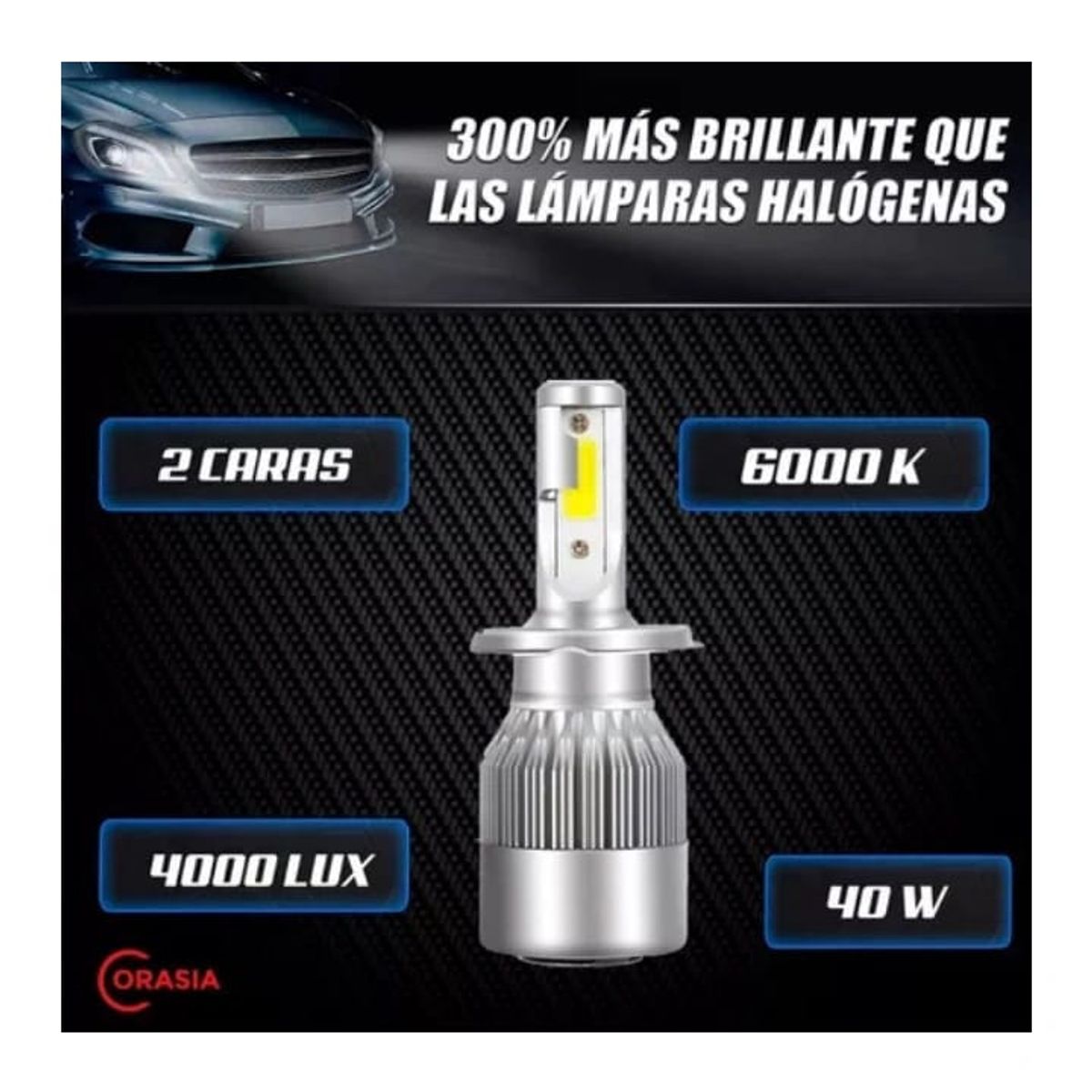 GENERICO - KIT DE FOCOS LED C6 H4 3600LM SUPER PÓTENTES