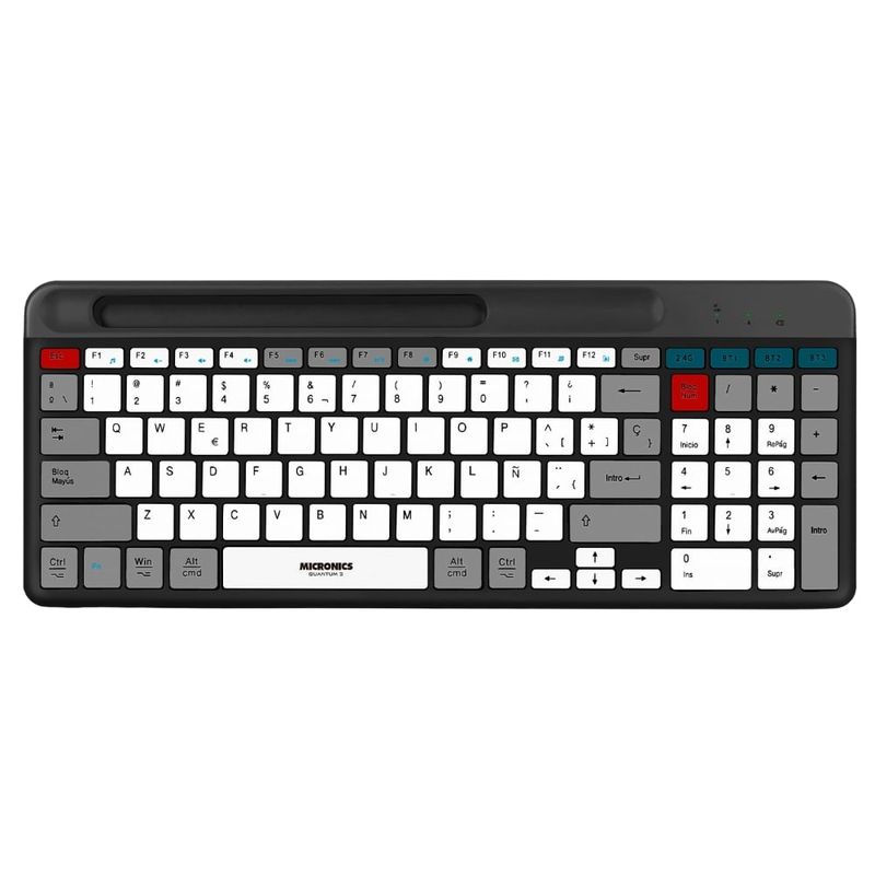 MICRONICS - Teclado Multimedia Alambrico Micronics Quantum Mic K600 Blanco y Gris