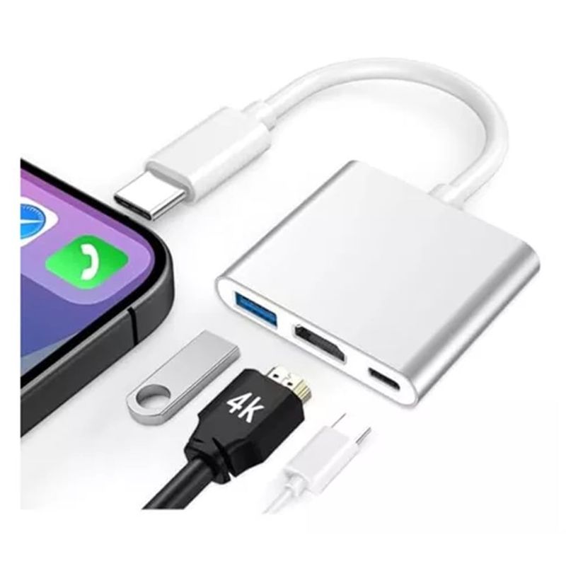 XTECH - Adaptador Multipuerto 3 en 1 HDMI, USB 3.0, USB-C para iPad Pro 11 4ta