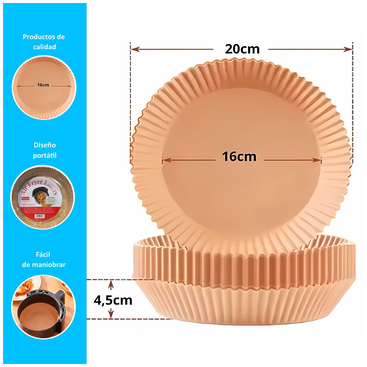 GENERICO - Papel para Freidora Antiadherente Desechables 50unds