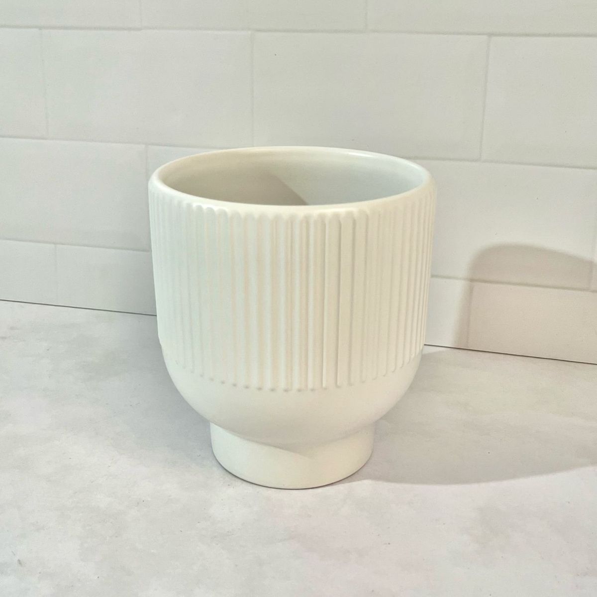 GENERICO - Maceta blanca decorativa cerámica 15x15