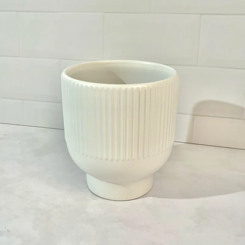 GENERICO - Maceta blanca decorativa cerámica 15x15