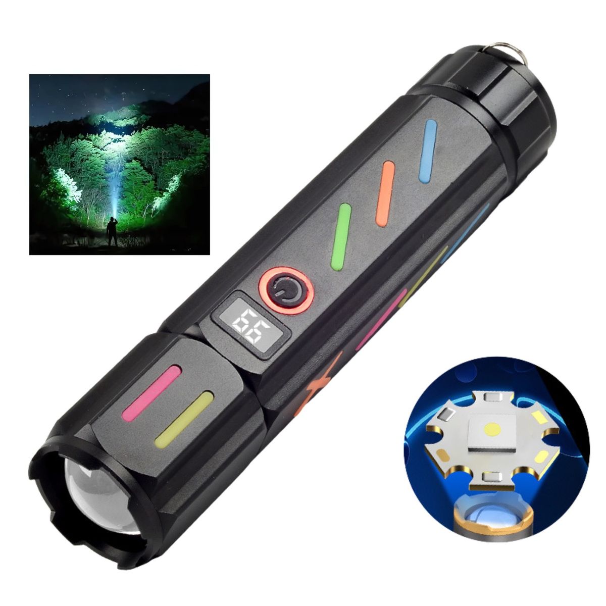 GENERICO - Linterna Rompe Vidrios Potente Transfronteriza Pantalla Digital