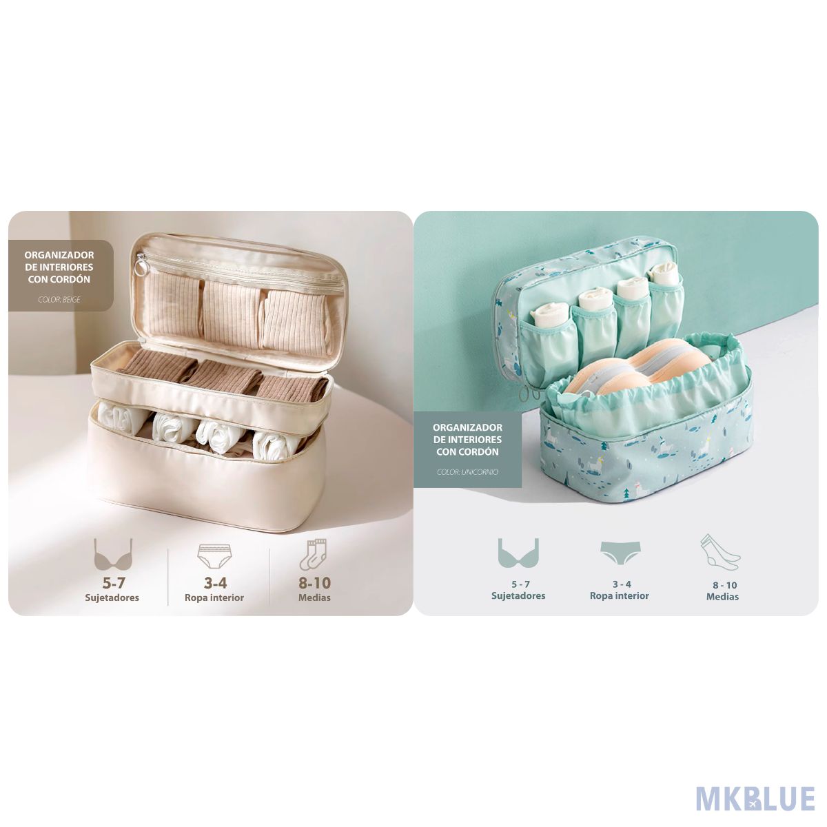 GENERICO - PACK 2 UNID. ORGANIZADOR MULTIFUNCIONAL DE ROPA INTERIOR  PARA VIAJES