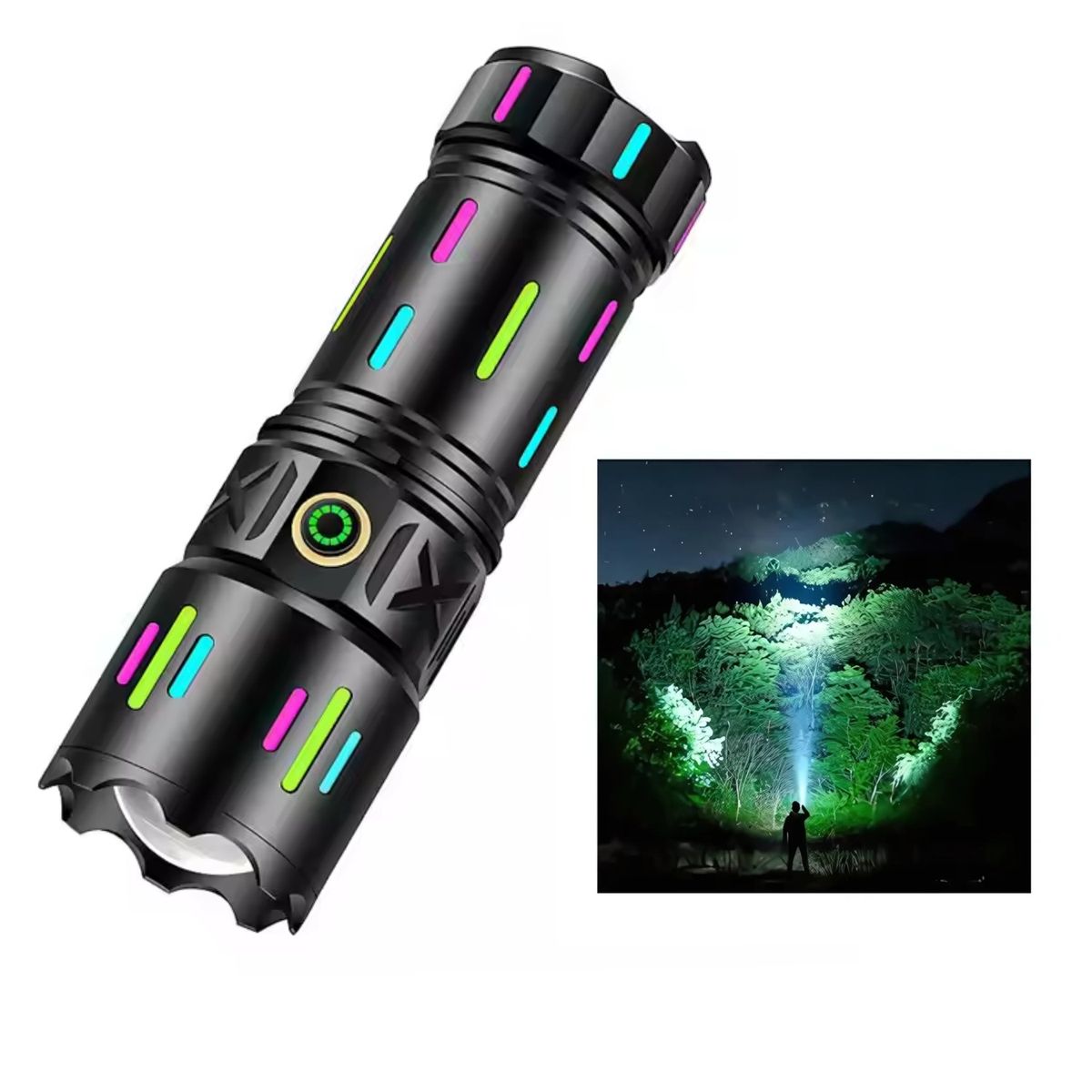 GENERICO - Linterna Aleación Aluminio Batería 3600mah Tira Fluorescente