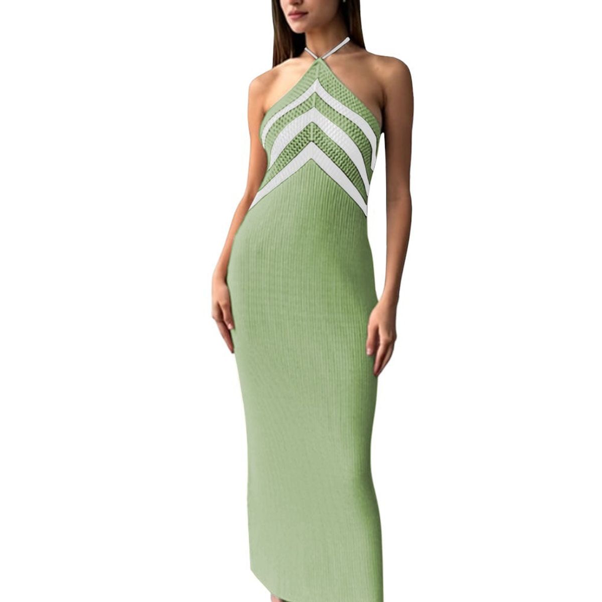 GENERICO - Vestido Maxi Hilo Princesa 359G-28 Color Verde