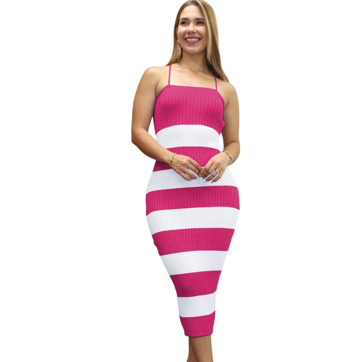 GENERICO - Vestido Mujer Hilo Amaricano Maxi 359G-25 Color Fucsia