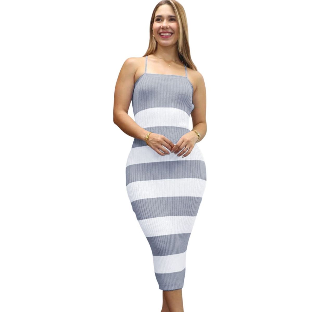 GENERICO - Vestido Mujer Hilo Amaricano Maxi 359G-25 Color Gris