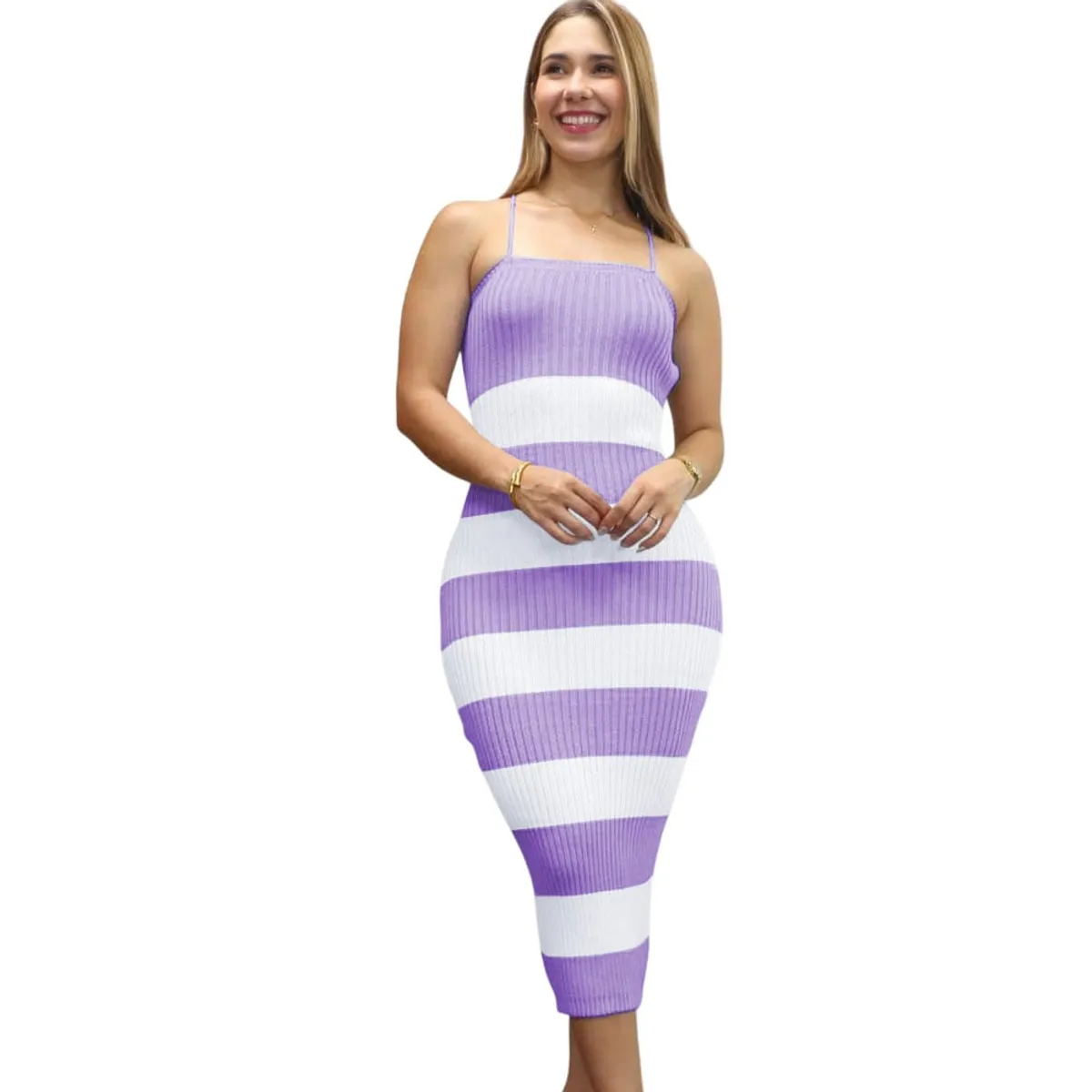 GENERICO - Vestido Mujer Hilo Amaricano Maxi 359G-25 Color Morado