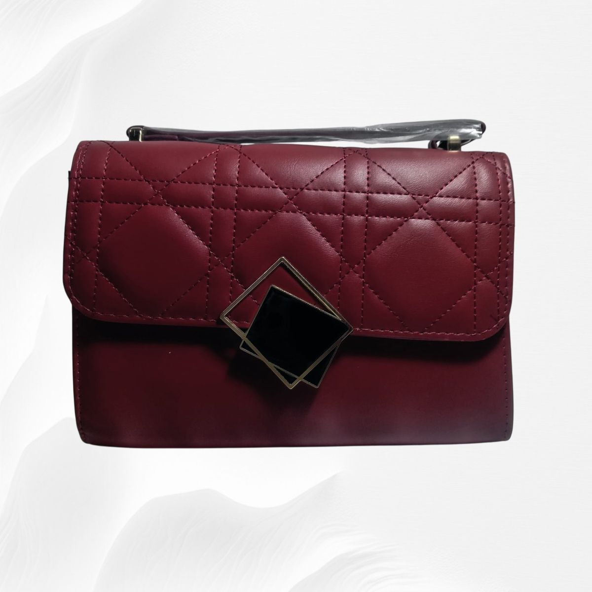 GENERICO - CARTERA ELEGANTE ROJA CON HEBILLA CUADRADA + LLAVERO DE REGALO