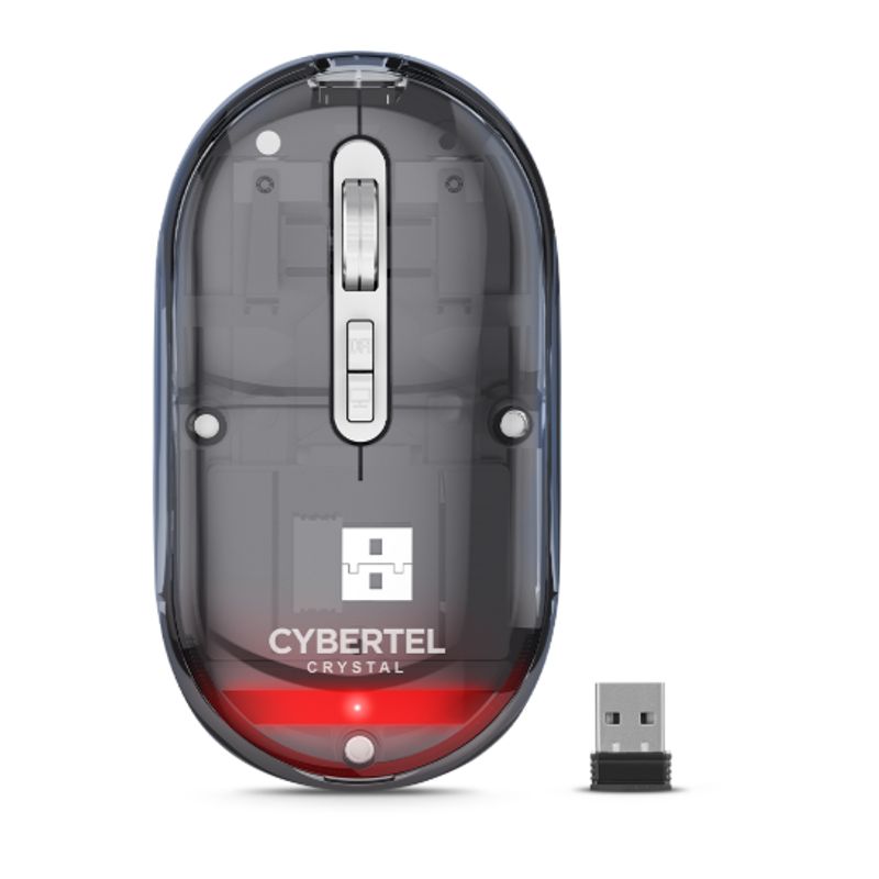 CYBERTEL - Mouse Inalambrico CRYSTAL CYB M713-3M BT WIFI Recargable CYBERTEL