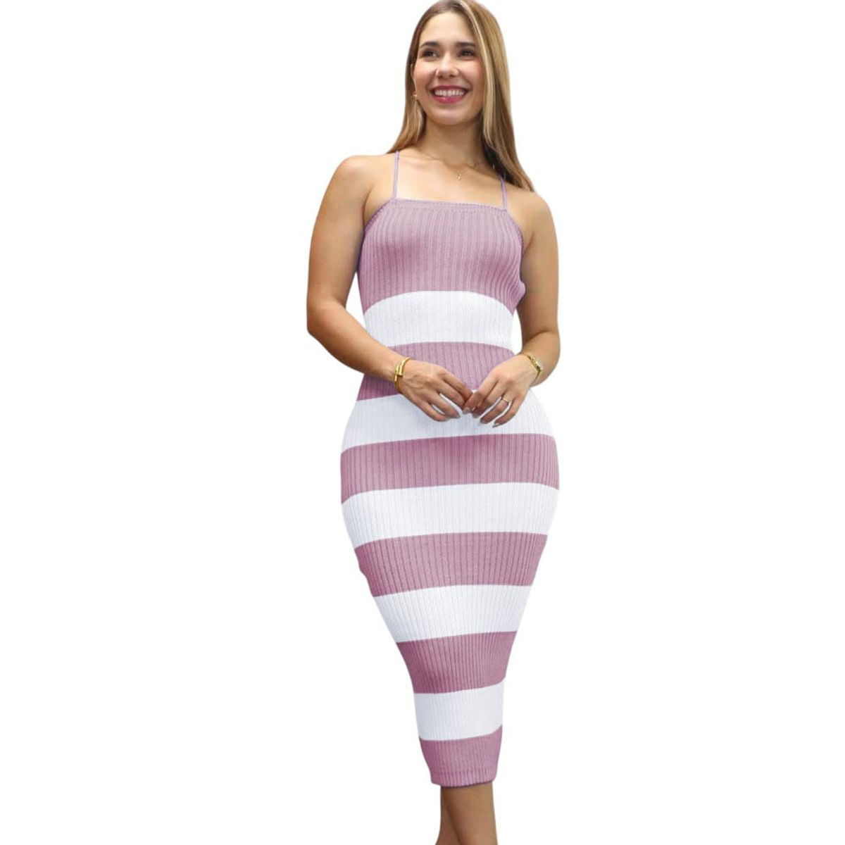 GENERICO - Vestido Mujer Hilo Amaricano Maxi 359G-25 Color Rosa