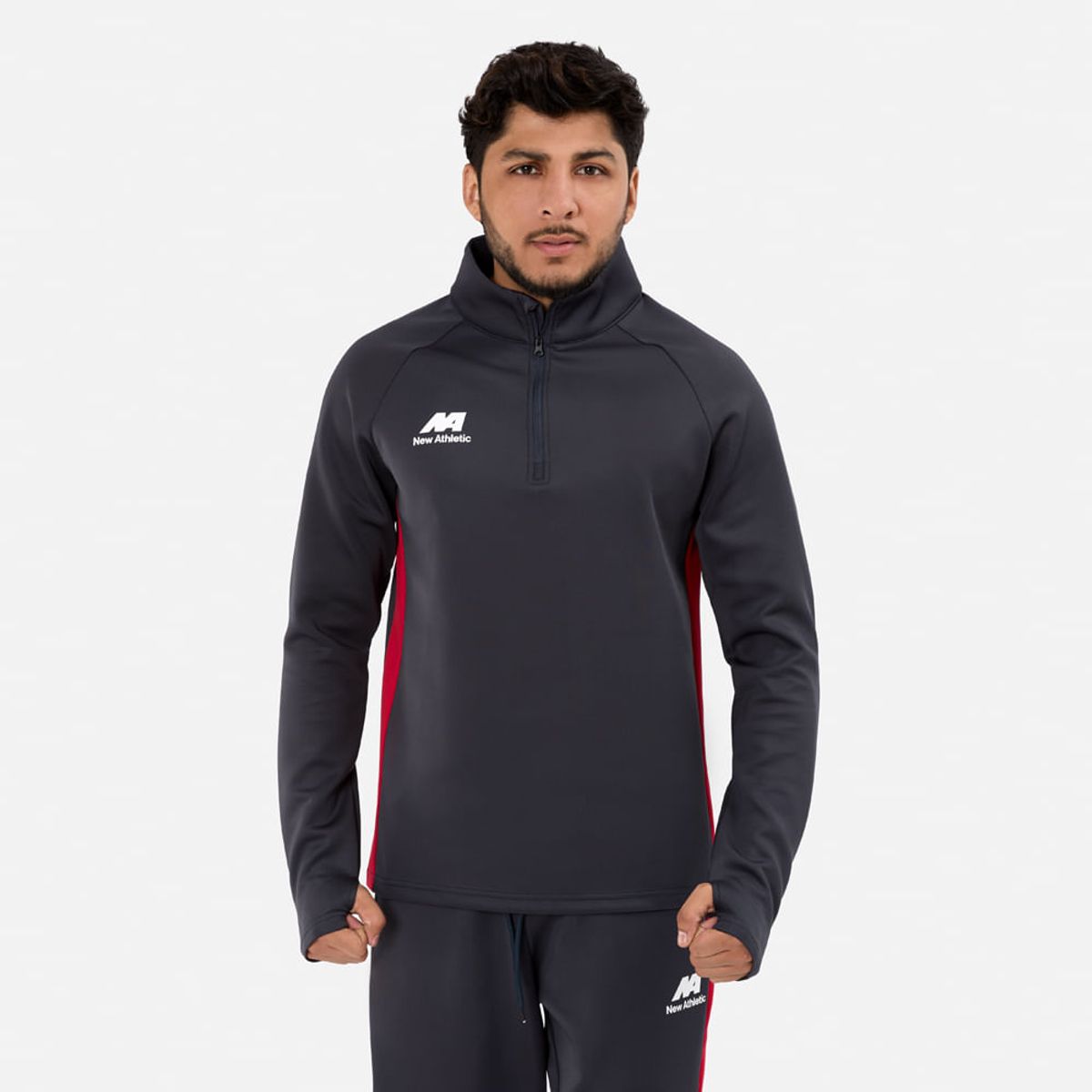 NEW ATHLETIC - Buzo New Athletic Reflex45 Plomo Con Rojo Hombre