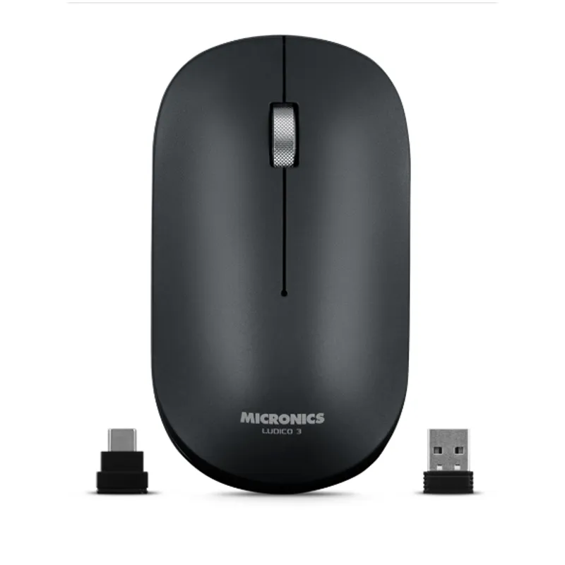 MICRONICS - Mouse Inalambrico LUDICO 3 BLACK MIC M722+W-3M WIFI USB-C MICRONICS