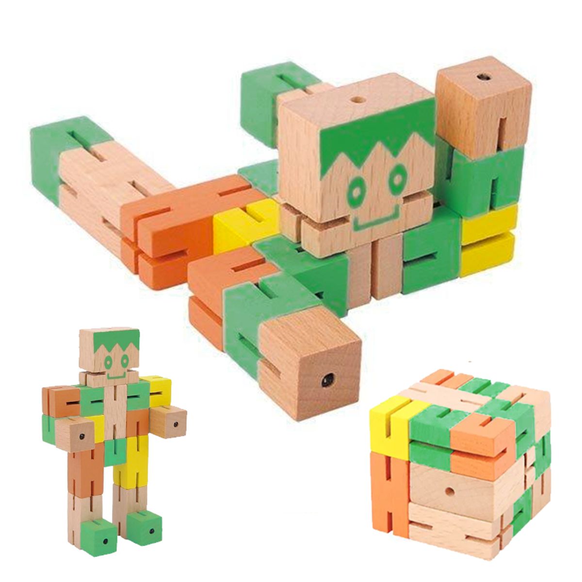 GENERICO - Robot Cubo de Madera Articulable Fridolin