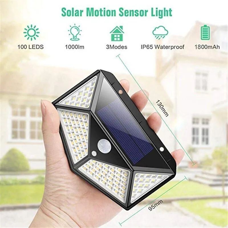 GENERICO - Foco Solar de 100 leds con Sensor de Movimiento Pack de 2