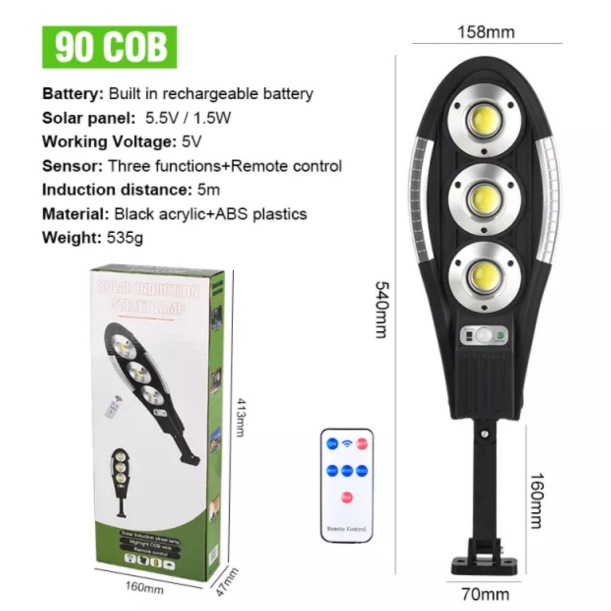 GENERICO - Foco Solar con Sensor de Movimiento y Control Remoto