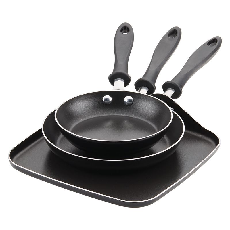 FARBERWARE - Set x3 Sartenes 18cm+22cm+plancha 28cm Aluminio Antiadh Farberware