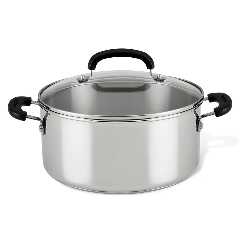 FARBERWARE - Olla de acero inoxidable Farberware con tapa de vidrio templado 24cm