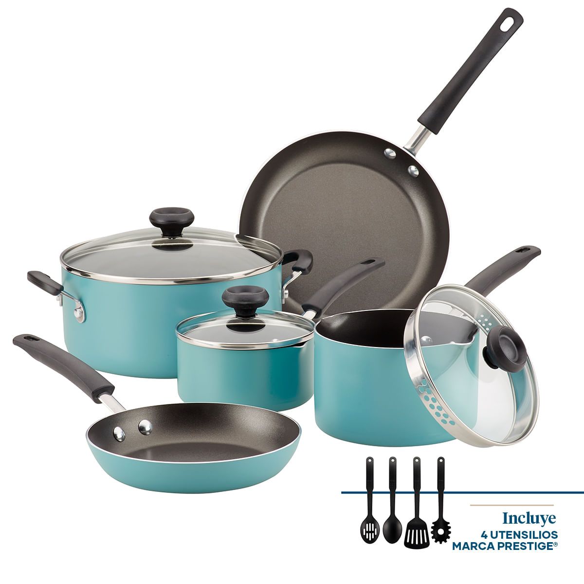 FARBERWARE - Juego de Ollas 12 Piezas Farberware Easy Clean Antiadherente Azul