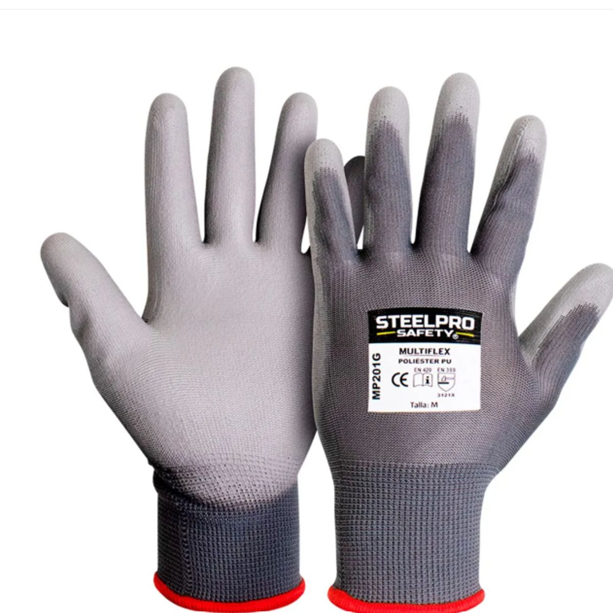 STELLPRO - GUANTE MULTIFLEX MP201R POLIESTER PU GRIS TALLA S STEELPRO - PACK X 12