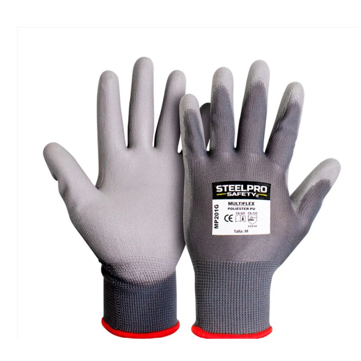 STELLPRO - GUANTE MULTIFLEX MP201R POLIESTER PU GRIS TALLA S STEELPRO - PACK X 12