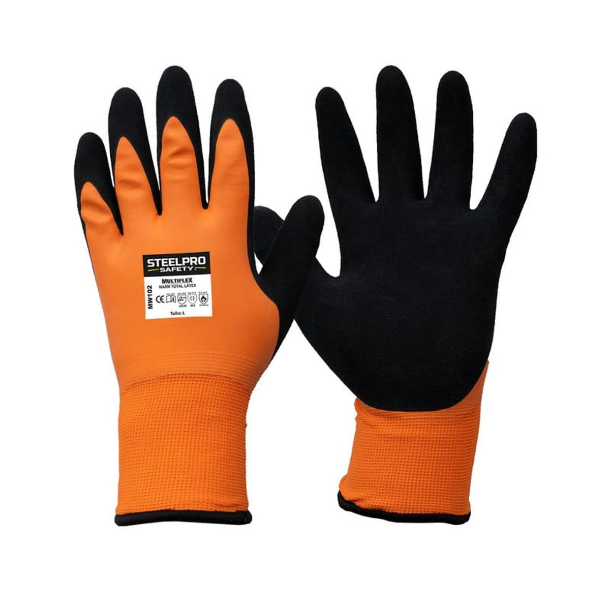 STELLPRO - GUANTE MW102 WARM LATEX SANDY NARANJA TALLA L STEELPRO - PACK X 12
