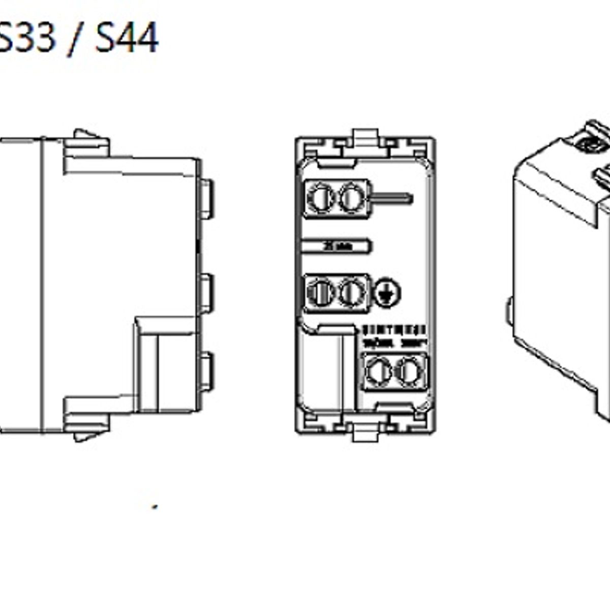 SINTHESI - TOMACORRIENTE DOBLE 3 EN LINEA S33 PLACA BLANCA MATE