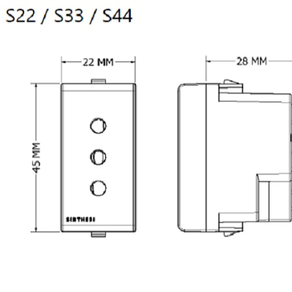 SINTHESI - TOMACORRIENTE DOBLE (01 DE 3 EN LINEA Y 01 UNIVERSAL CON TIERRA) S33