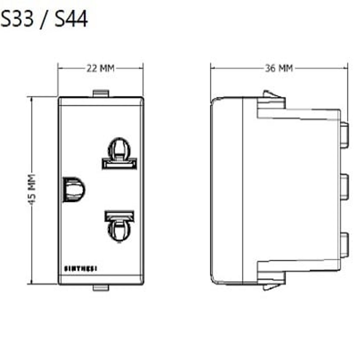 SINTHESI - TOMACORRIENTE DOBLE 01 AMERICANO Y 01 UNIVERSAL CON TIERRA S33