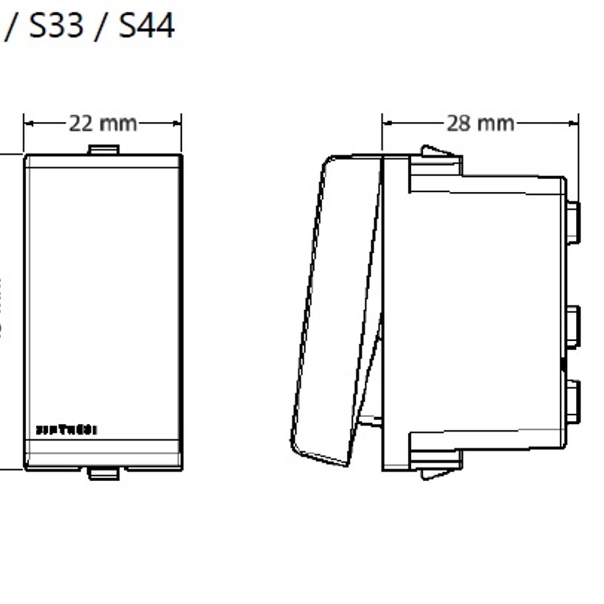 SINTHESI - INTERRUPTOR TRIPLE S33 PLACA BLANCA MATE Y DADOS S22 BLANCOS SINTHESI
