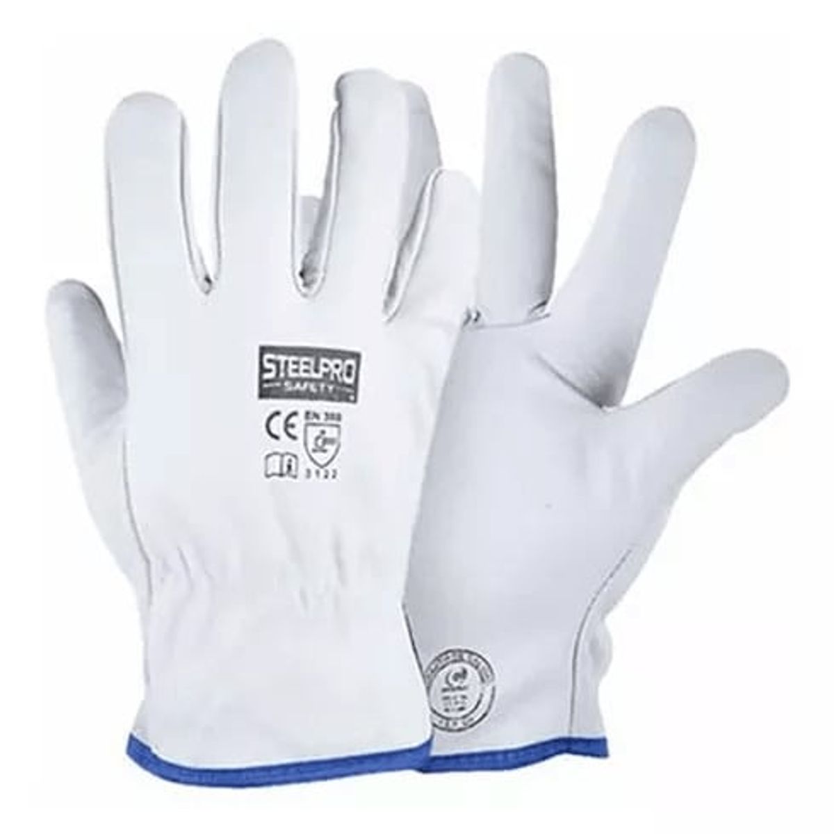 STELLPRO - GUANTE CUERO BADANA PUÑO CORTO BLANCO STEELPRO - PACK X 12