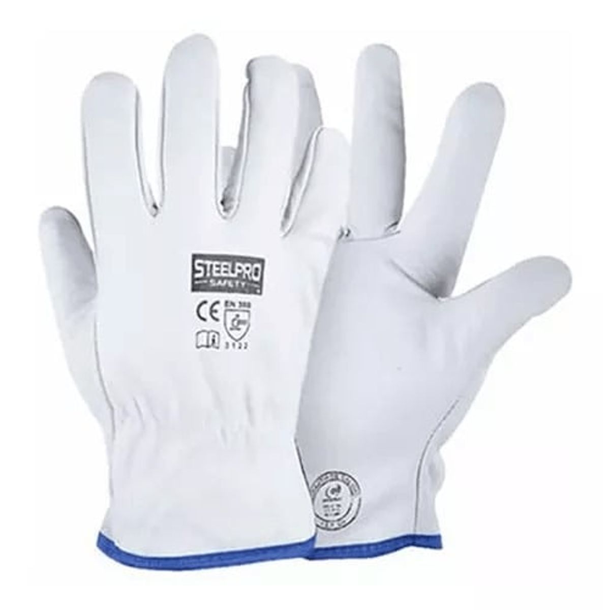 STELLPRO - GUANTE CUERO BADANA PUÑO CORTO BLANCO STEELPRO - PACK X 12