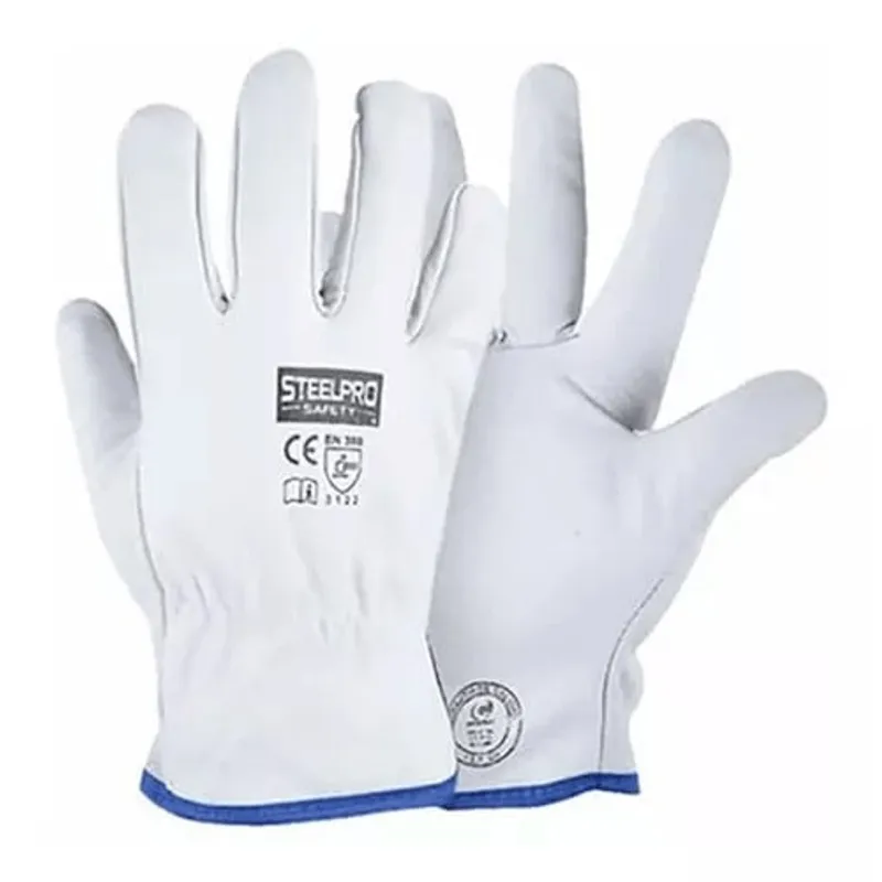 STELLPRO - GUANTE CUERO BADANA PUÑO CORTO BLANCO STEELPRO - PACK X 12